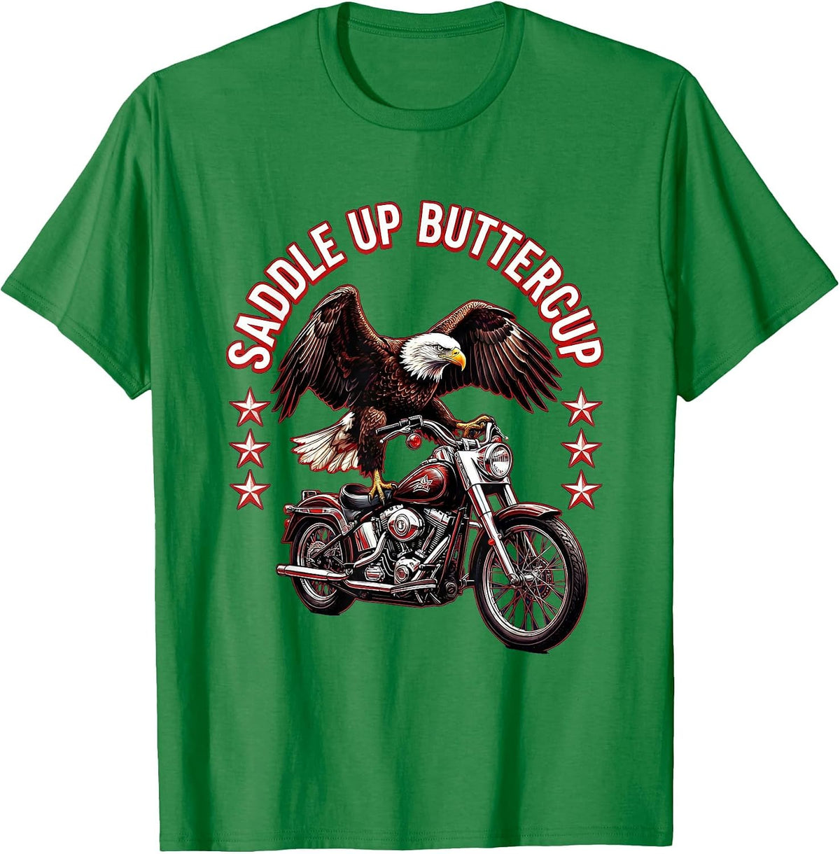 Men's Saddle Up Buttercup Cycling Bike Design T-Shirt - Kelly Green