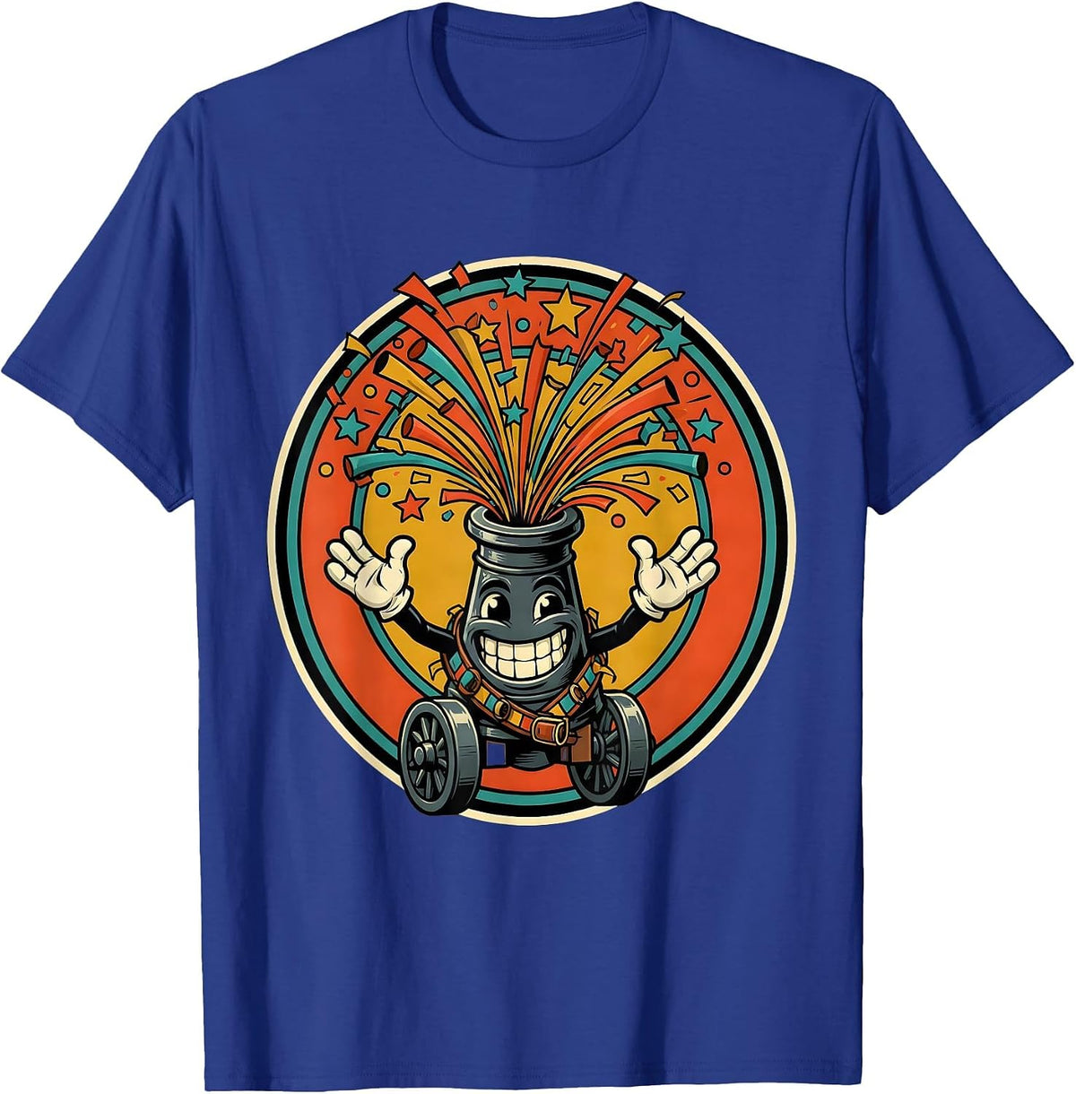 Confetti Cannon Celebration Burst Graphic T-Shirt - Royal Blue