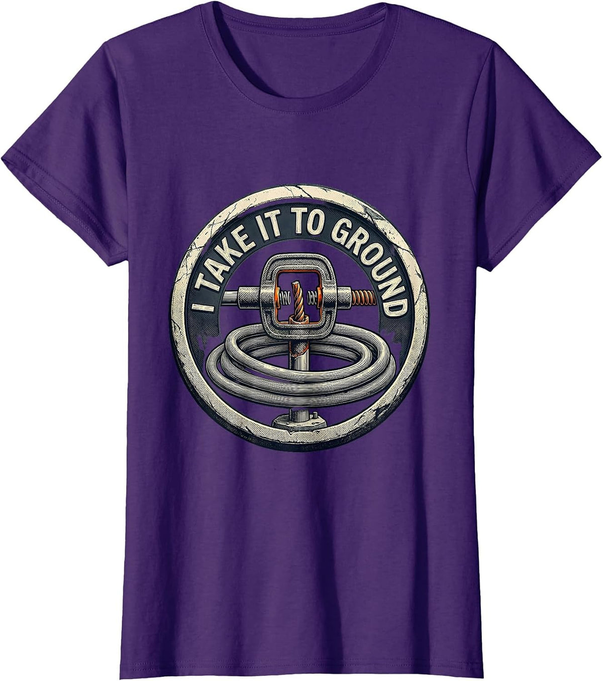Women's I Take It To Ground Funny Electrician Lineman Trade Humor T-Shirt - Purple