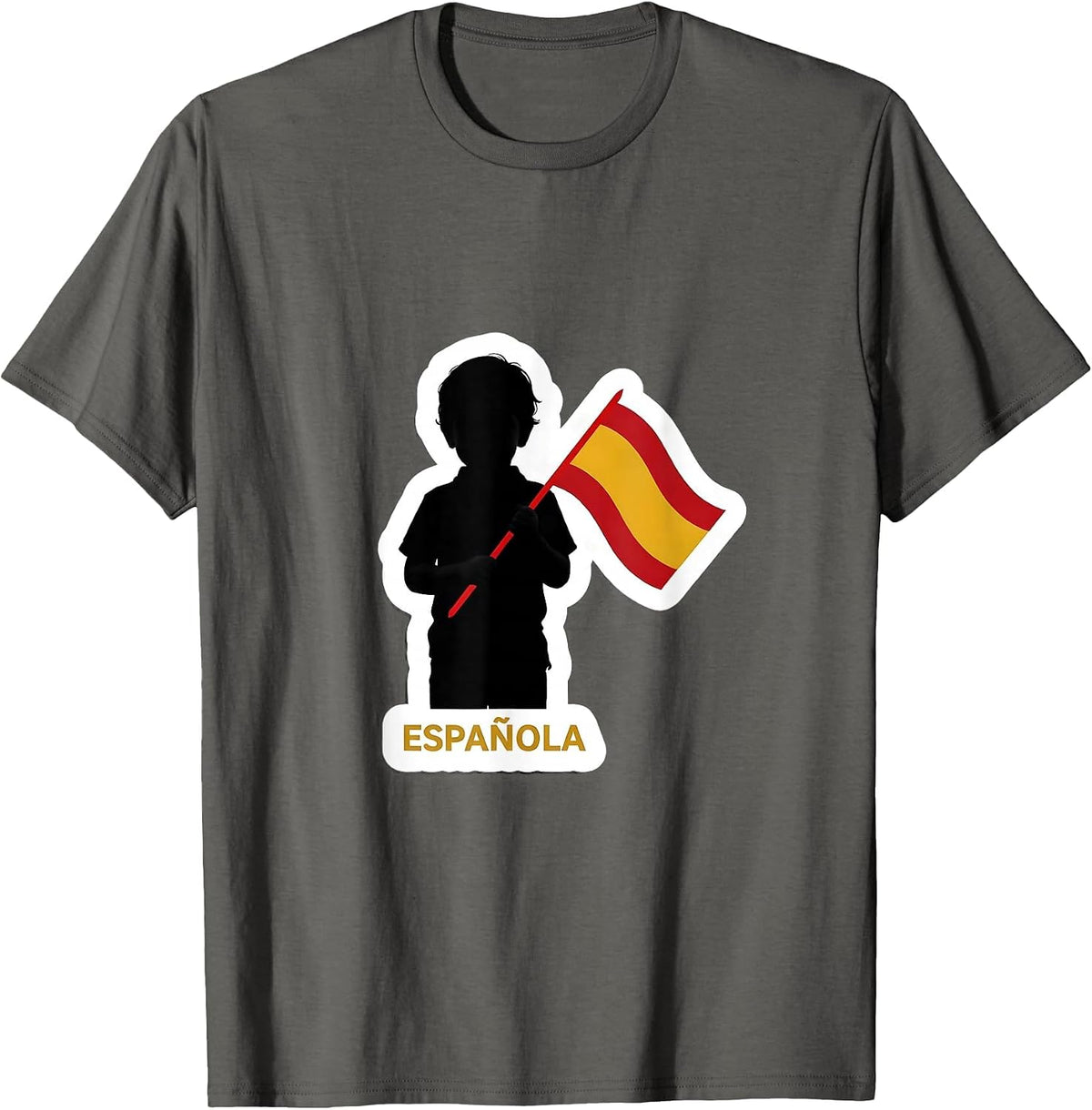 Men's Española Spain Flag Spanish Heritage National Pride Sticker T-Shirt - Asphalt Grey