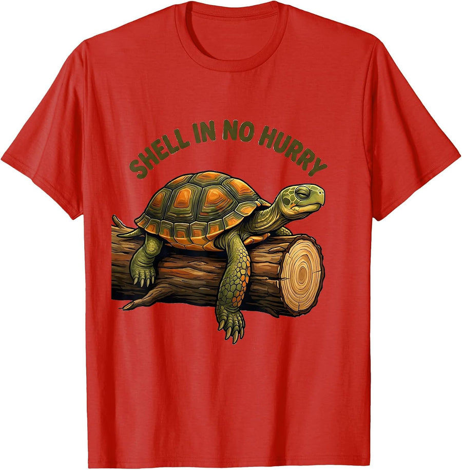 Men's Shell In No Hurry Funny Turtle Lover Reptile Enthusiast Gift T-Shirt - Red