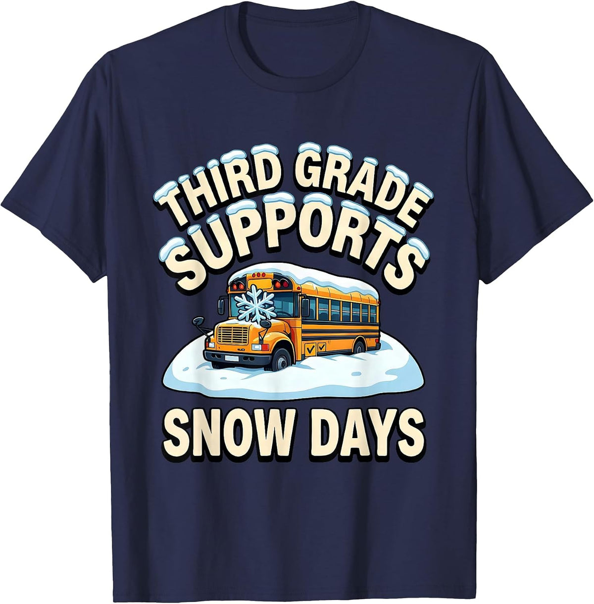 Men's Third Grade Supports Snow Days Funny Teacher Christmas T-Shirt - Navy Blue