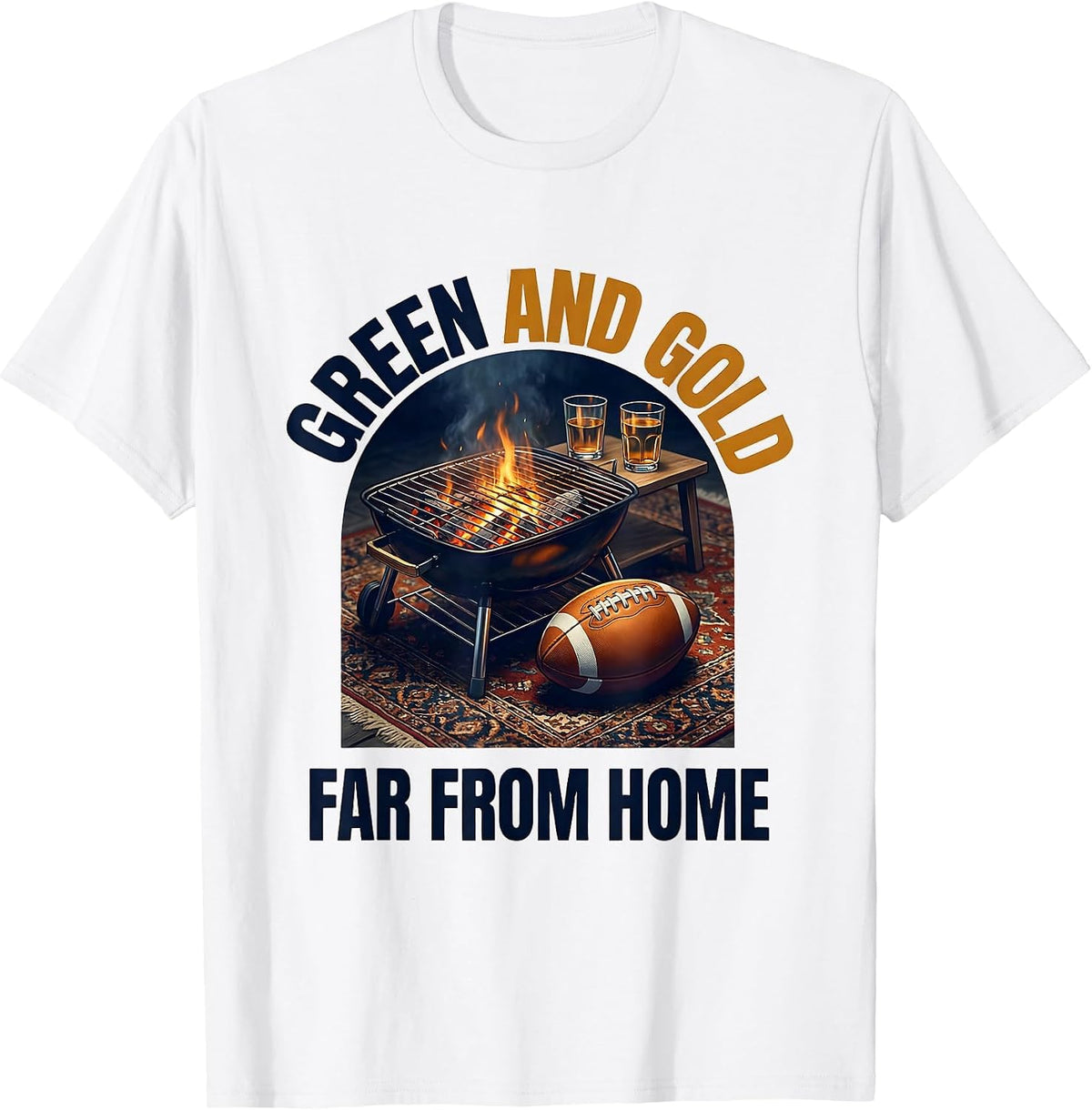Men's Green And Gold Far From Home Rugby Bokke South African Pride T-Shirt - White