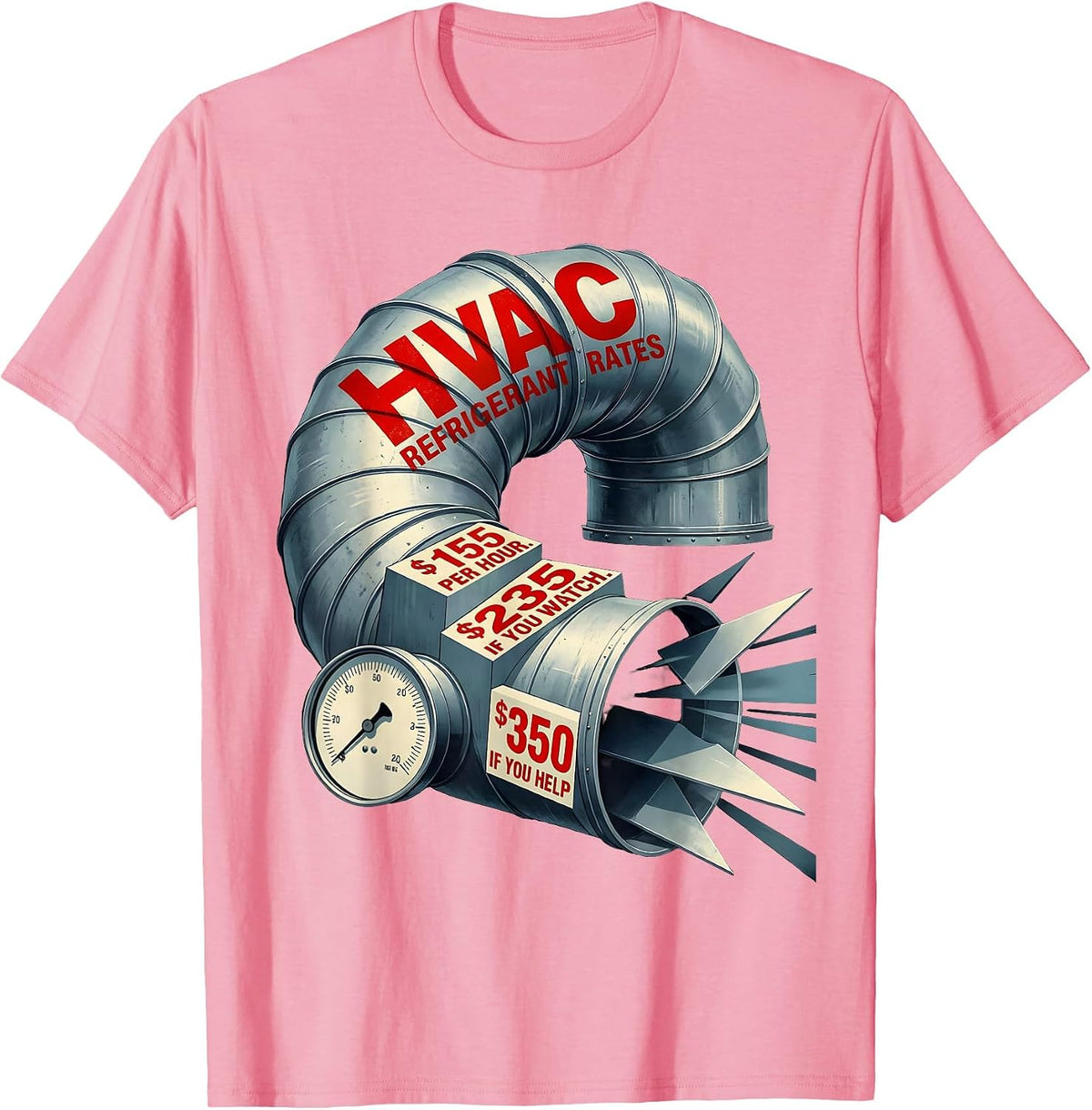Men's HVAC Refrigerant Rates Funny HVAC Technician Trade Humor T-Shirt - Pink