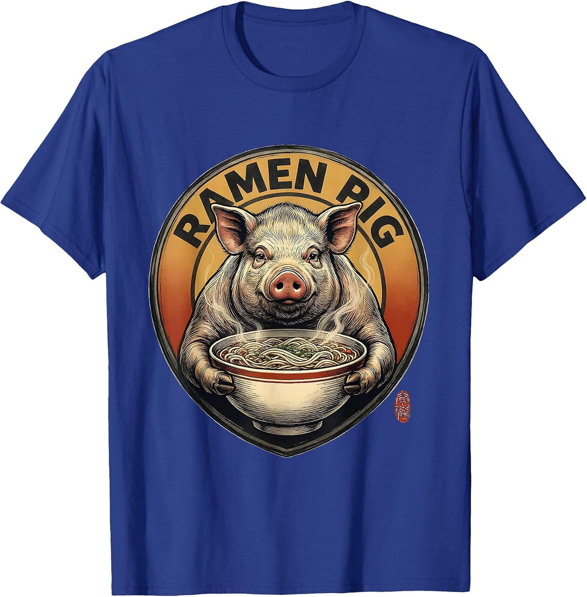 Men's Ramen Pig Funny Japanese Animal Kawaii Anime Streetwear T-Shirt - Royal Blue