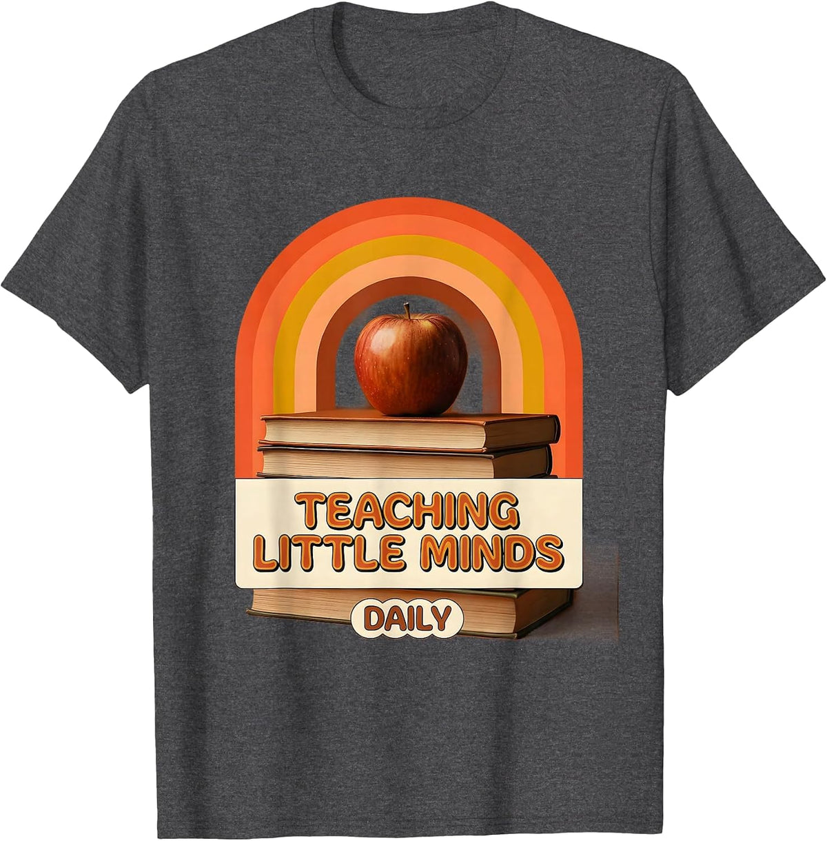 Teaching Little Minds Daily Elementary Teacher Design T-Shirt - Dark Heather Grey