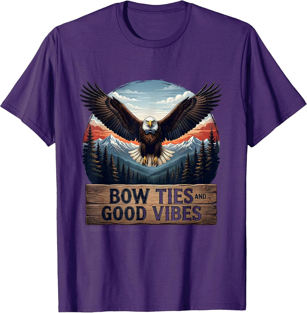 Bow Ties and Good Vibes Tuxedo Graphic Design T-Shirt - Purple