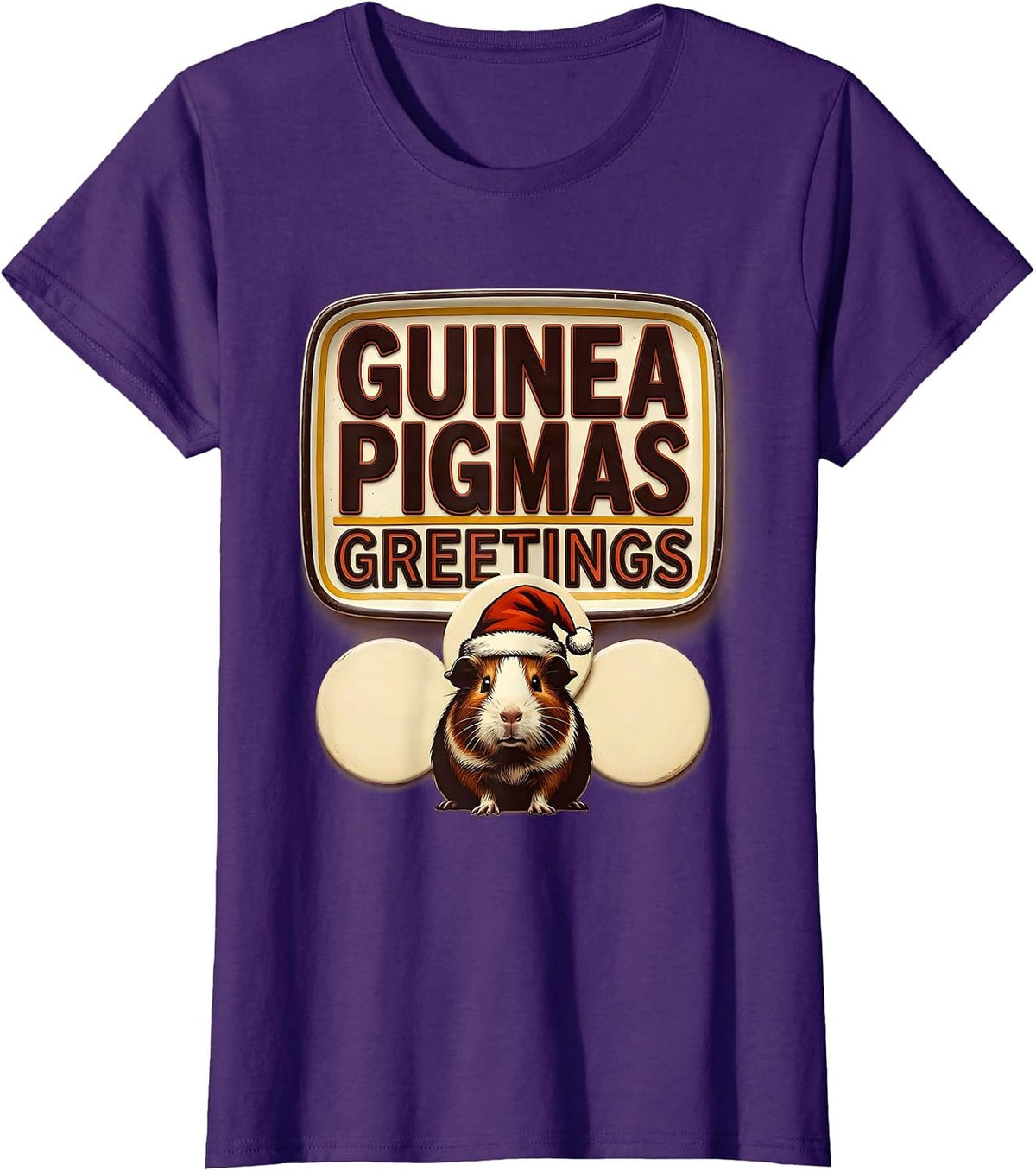Women's Guinea Pigmas Greetings Wood Type Letterpress Funny T-Shirt - Purple