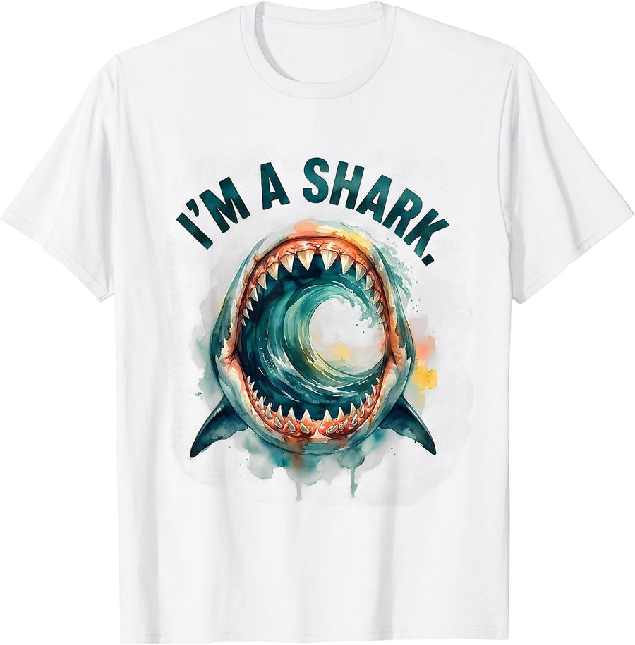 I'm A Shark Watercolor Shark Jaw Halloween Costume T-Shirt - White