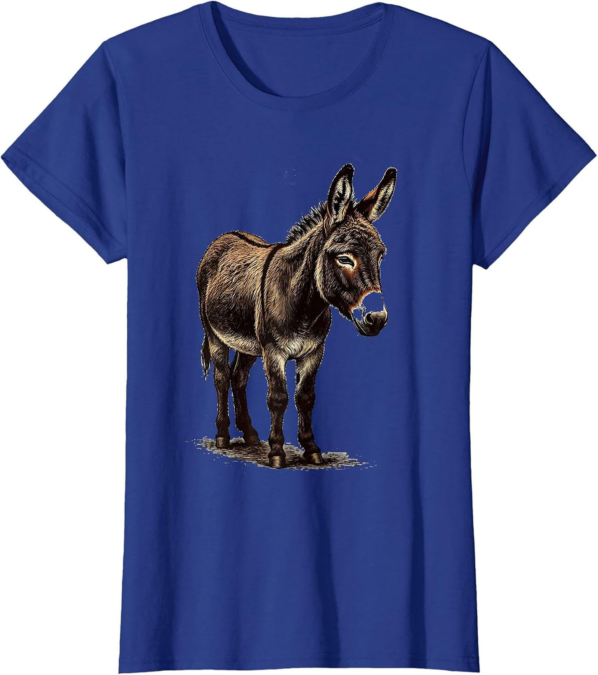 Women's Mini Donkey Vintage Quirky Farm Animal Humor T-Shirt - Royal Blue