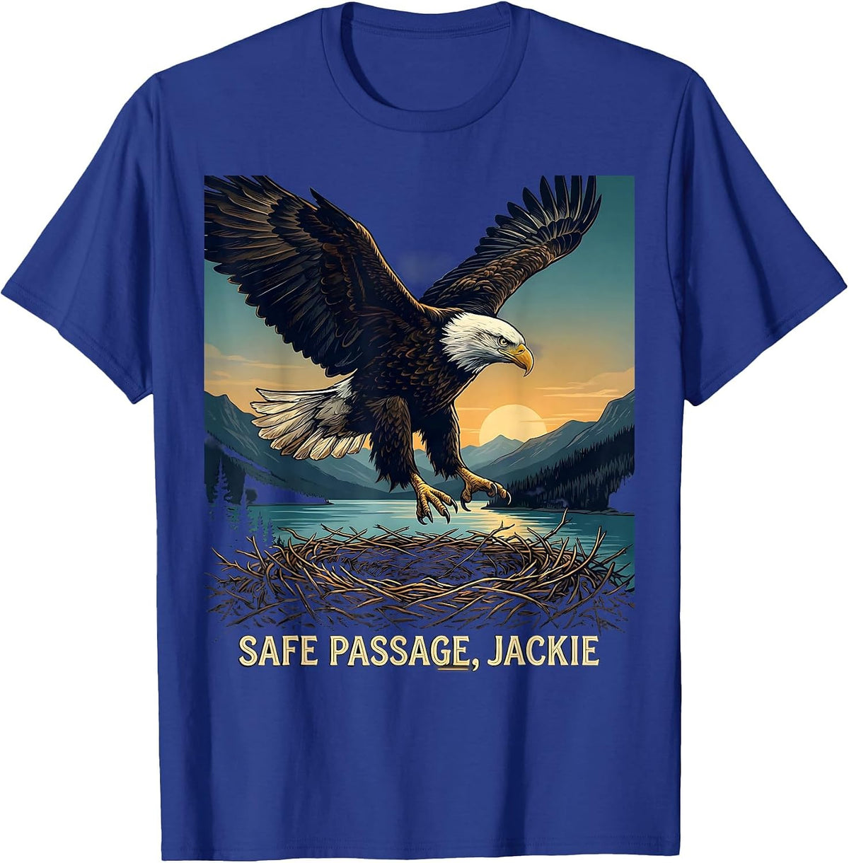 Men's Safe Passage Jackie Vintage Bald Eagle Memorial Tribute T-Shirt - Royal Blue