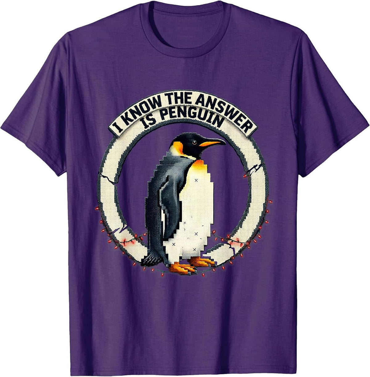 I Know The Answer Is Penguin Funny Penguin Lover Christmas T-Shirt - Purple