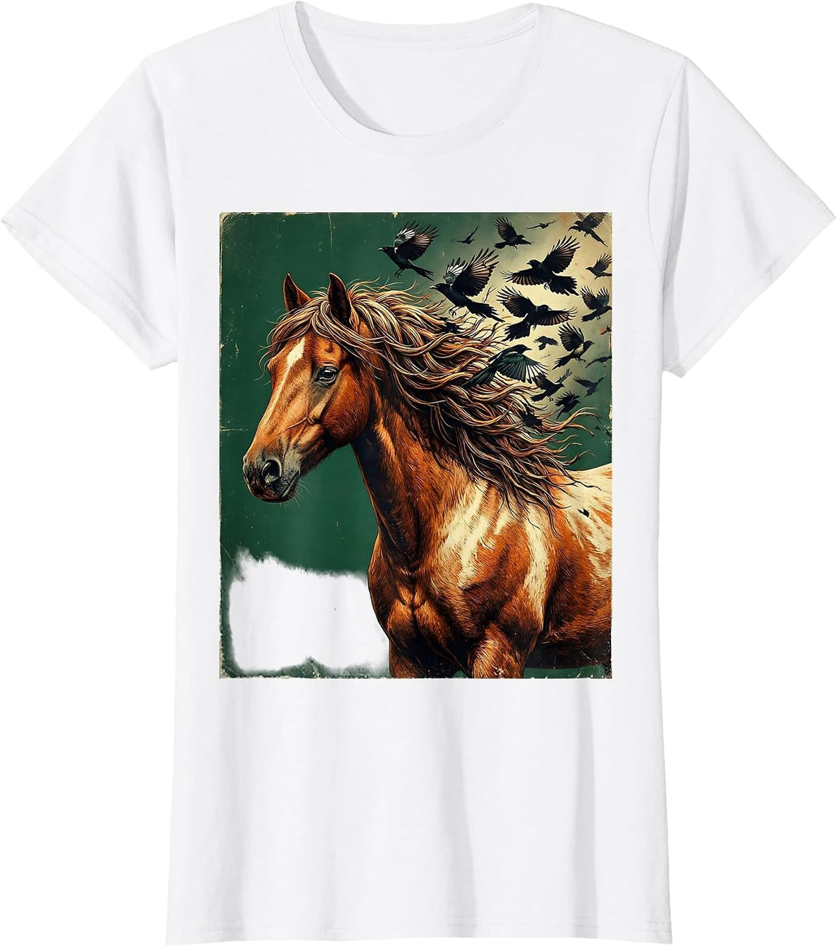 Horse Mane Into Birds Dissolving Wildlife Art T-Shirt - White