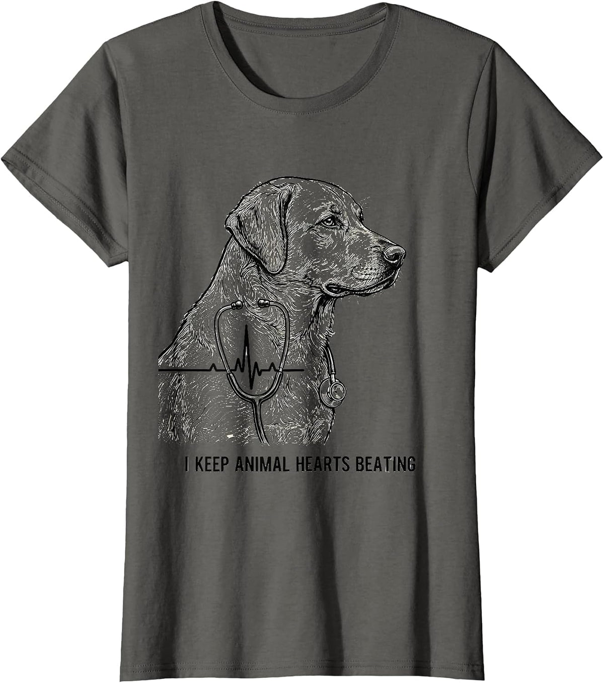Women's I Keep Animal Hearts Beating Funny Vet Tech Veterinary T-Shirt - Asphalt Grey
