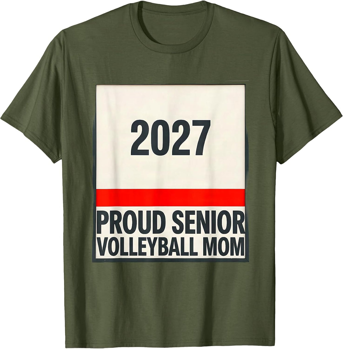 Men's Proud Senior Volleyball Mom 2027 Minimalist Senior Night T-Shirt - Olive Green