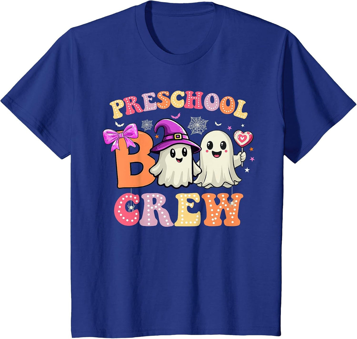Groovy Preschool Boo Crew Preschool Halloween Teacher Kids T-Shirt - Royal Blue