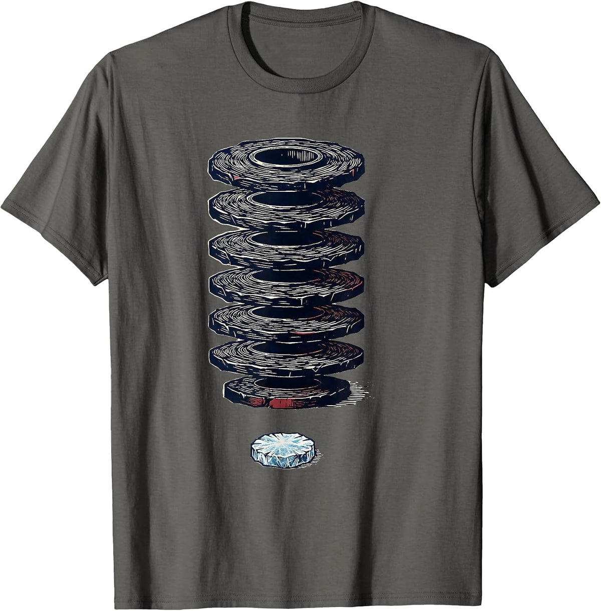 Pluto Classification Gate Linocut Astronomy Humor T-Shirt - Asphalt Grey