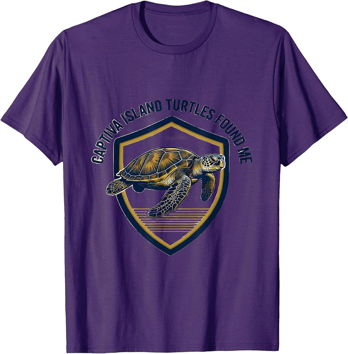 Men's Captiva Island Turtles Found Me Emblem Sea Turtle Lover T-Shirt - Purple