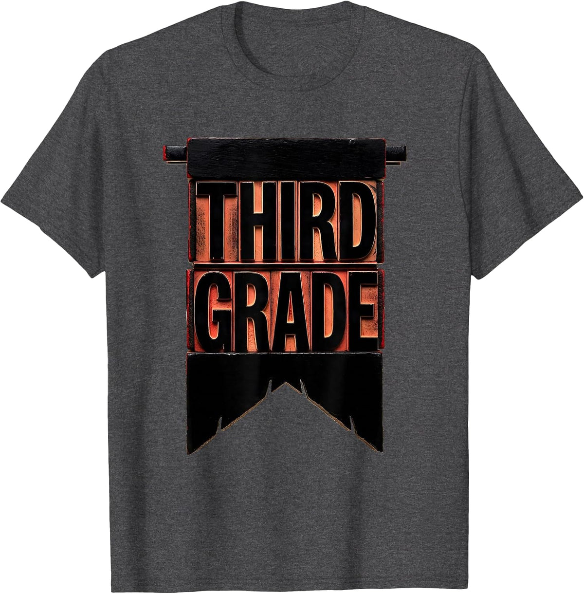 Third Grade Girls Back To School Pennant Flag Third Grade T-Shirt - Dark Heather Grey