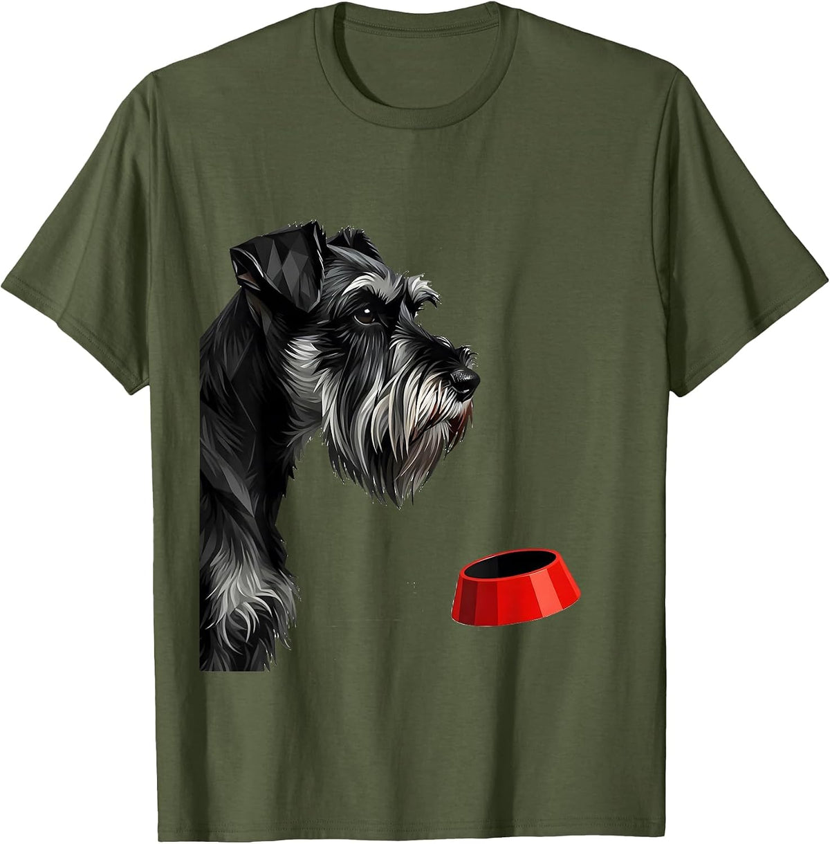 Men's Miniature Schnauzer Profile Swiss Style Dog Lover T-Shirt - Olive Green