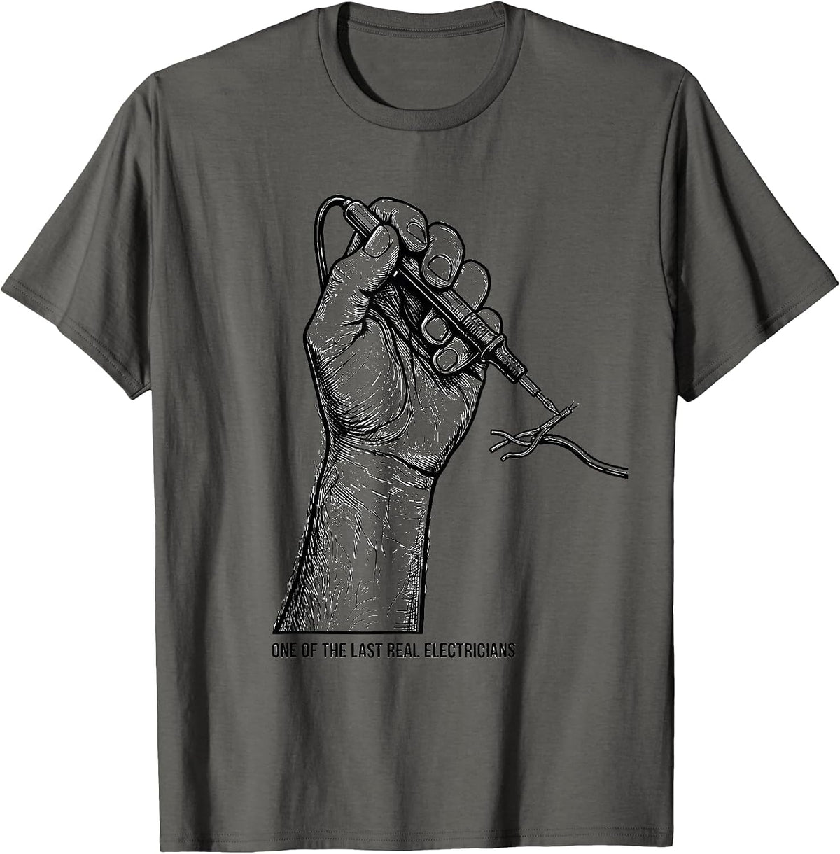 One Of The Last Real Electricians Funny Job Title Birthday T-Shirt - Asphalt Grey