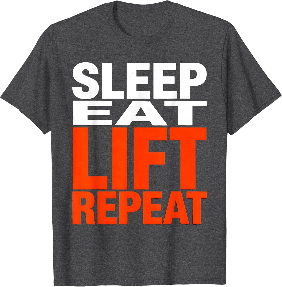 Men's Sleep Eat Lift Repeat Workout Gym Design T-Shirt - Dark Heather Grey