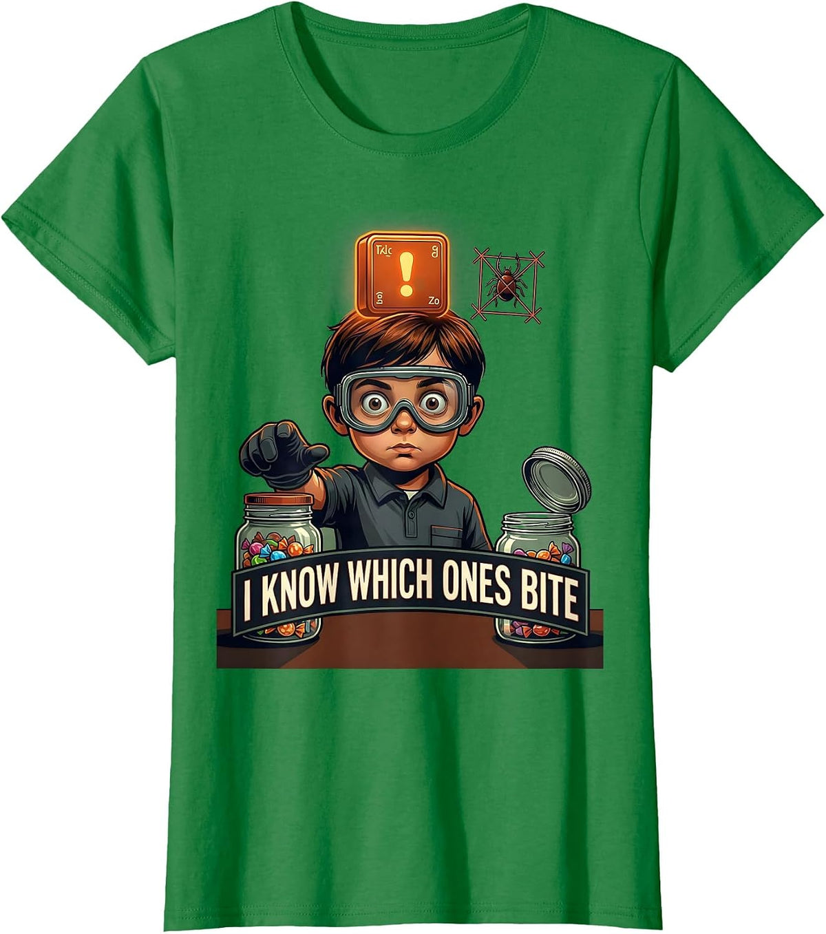 Women's I Know Which Ones Bite Funny Periodic Table Chemistry T-Shirt - Kelly Green