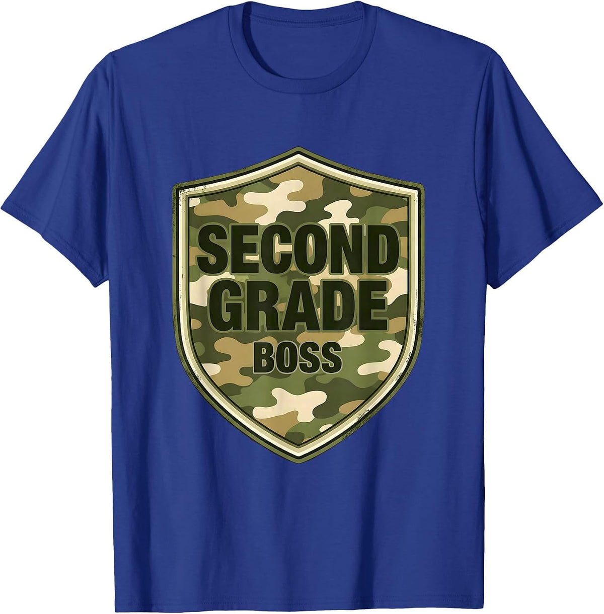 Men's Second Grade Boss Camo Back To School Boy Teacher First Day T-Shirt - Royal Blue