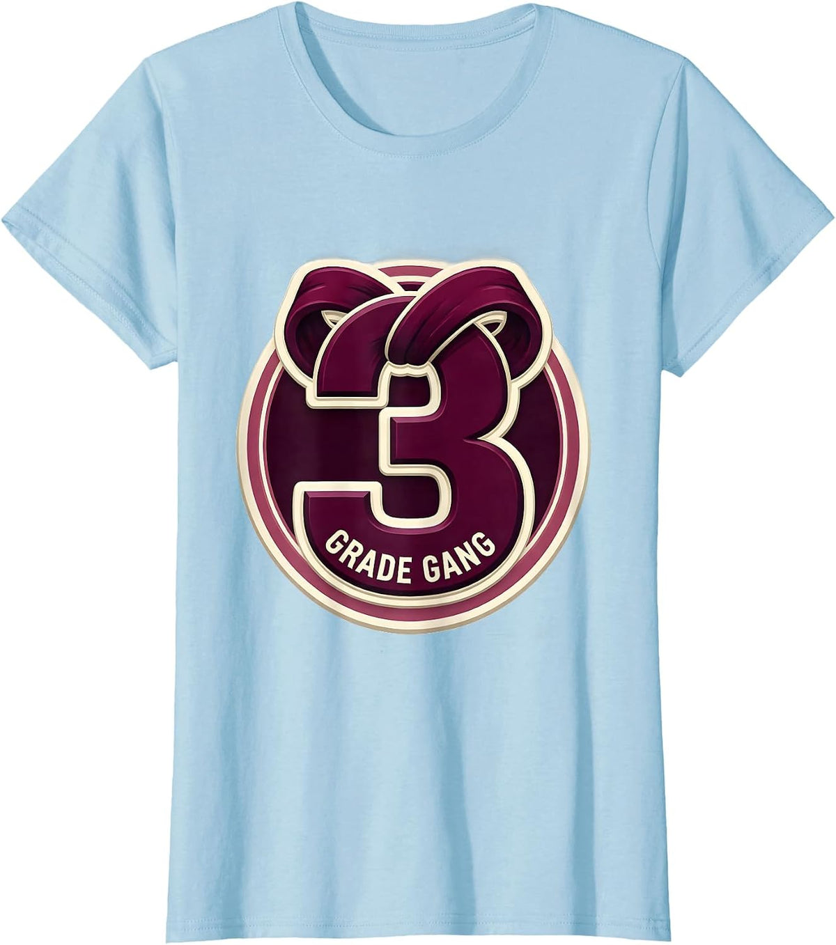 Women's 3rd Grade Gang Cute Back to School Coquette Bow T-Shirt - Baby Blue