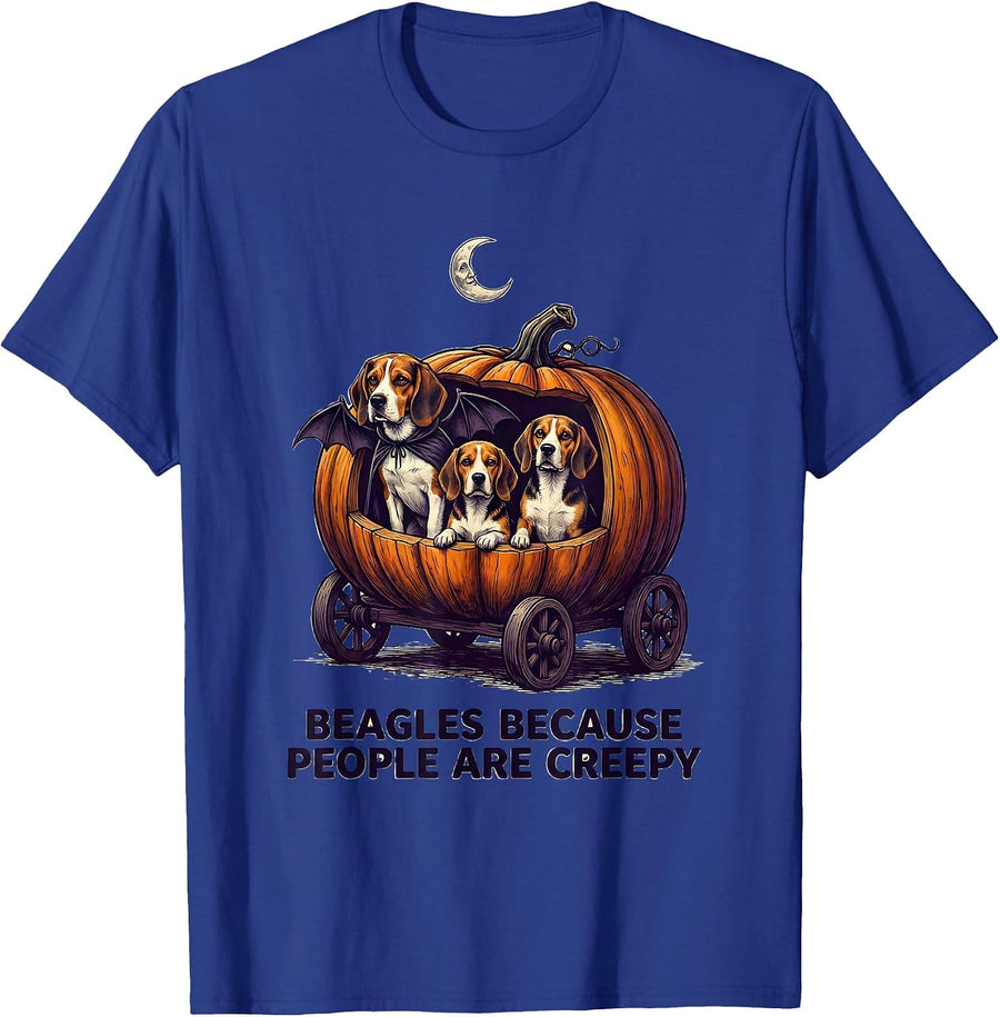 Beagles Because People Are Creepy Funny Dog Halloween T-Shirt - Royal Blue