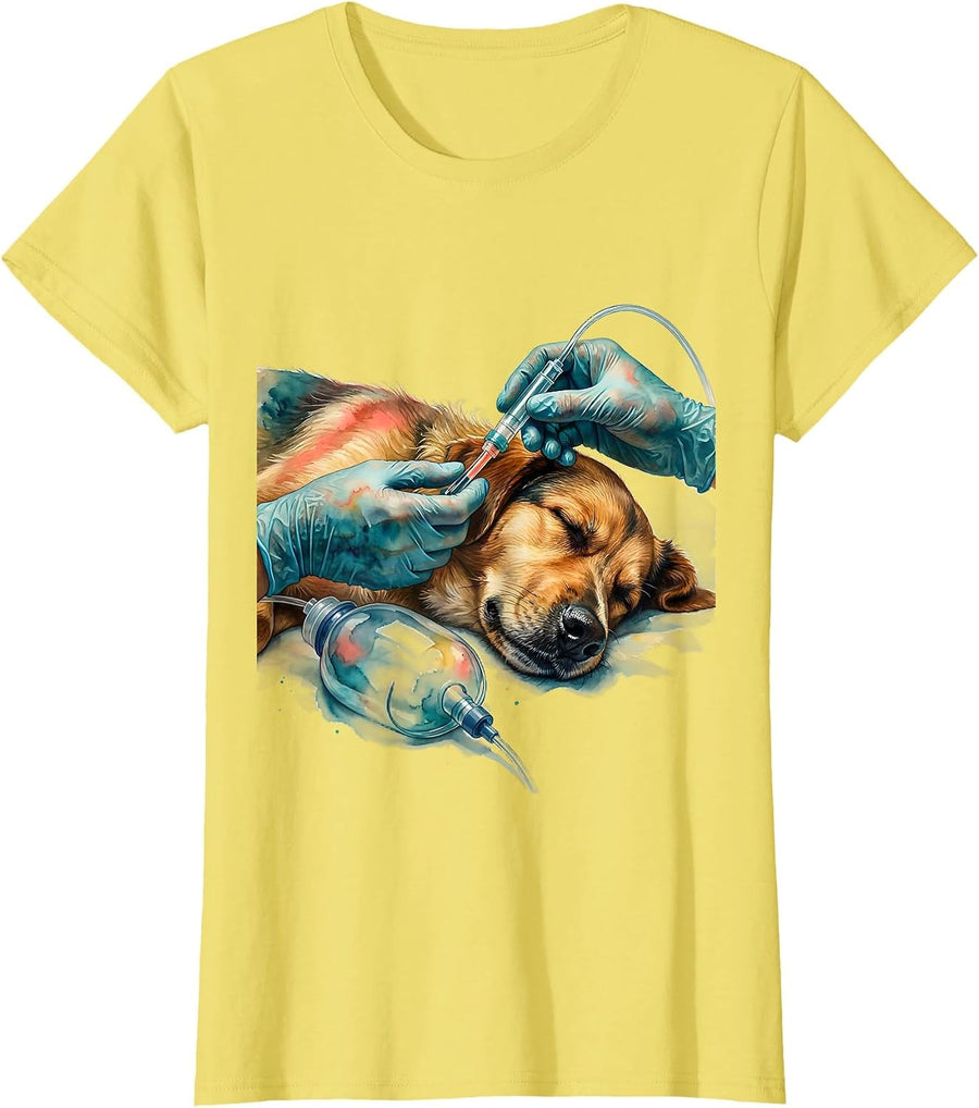 Women's Endotracheal Tube Vet Tech Animal Care Worker Humor T-Shirt - Lemon Yellow