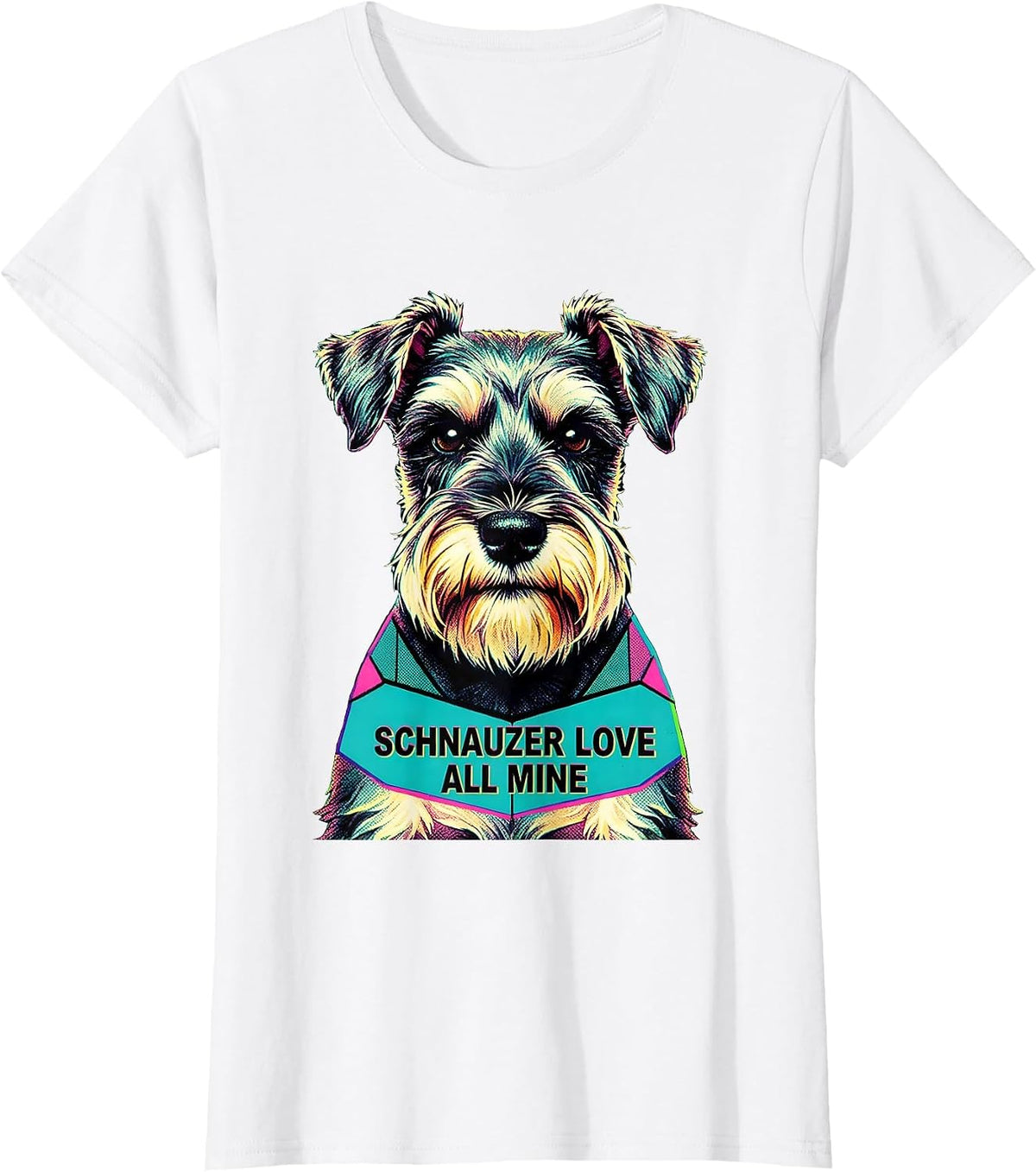 Women's Schnauzer Love All Mine Funny Miniature Schnauzer Lover T-Shirt - White
