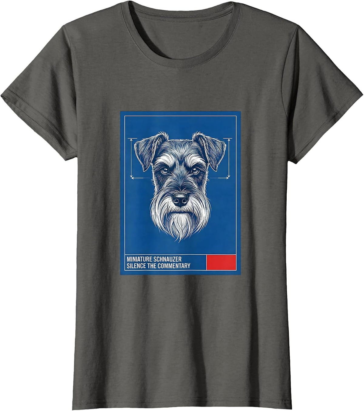 Women's Miniature Schnauzer, Silence The Commentary Funny T-Shirt - Asphalt Grey