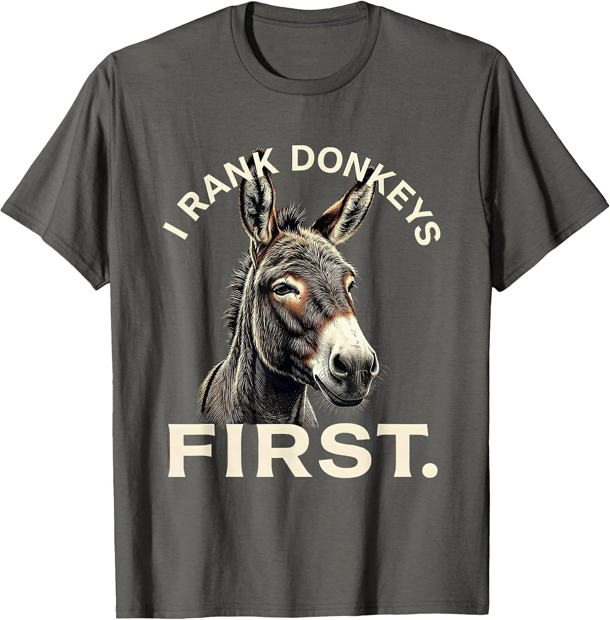 I Rank Donkeys First Funny Quirky Farm Animal Donkey Lover T-Shirt - Asphalt Grey