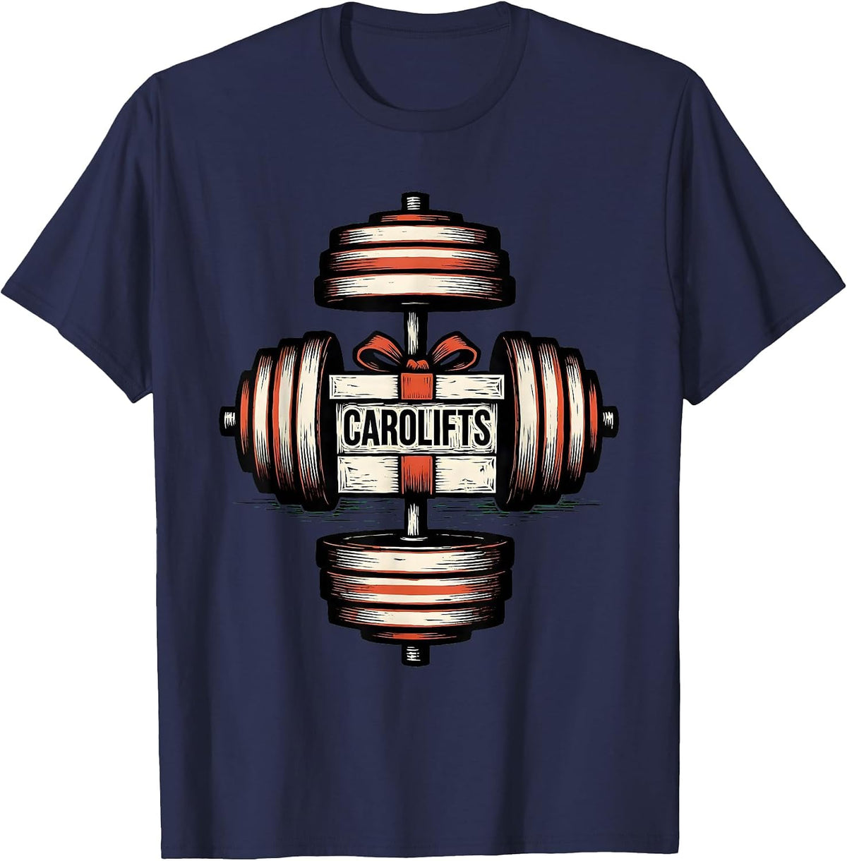 Carolifts Funny Christmas Gym Weightlifting Gift T-Shirt - Navy Blue