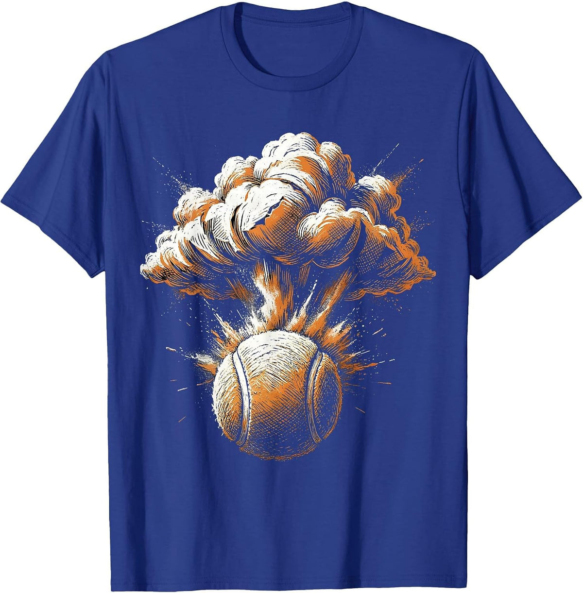Tennis Ball Chalk Dust Explosion Graphic Tee T-Shirt - Royal Blue
