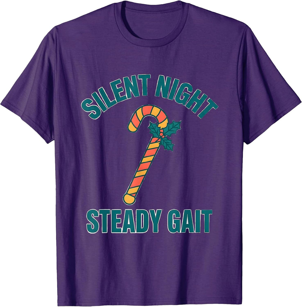 Silent Night Steady Gait Funny Therapy Team Christmas PT OT T-Shirt - Purple