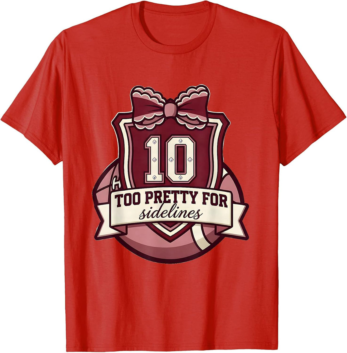 Men's Too Pretty For Sidelines Rugby Design T-Shirt - Red