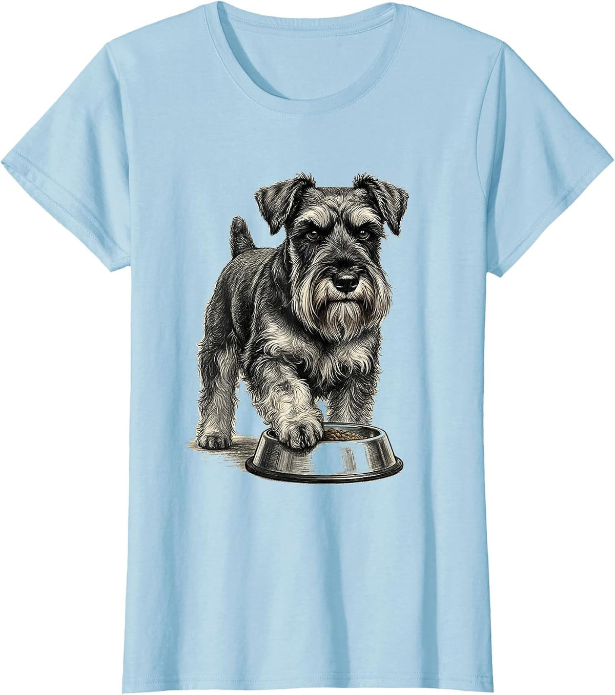 Miniature Schnauzer Guarded Food Bowl Humor T-Shirt - Baby Blue
