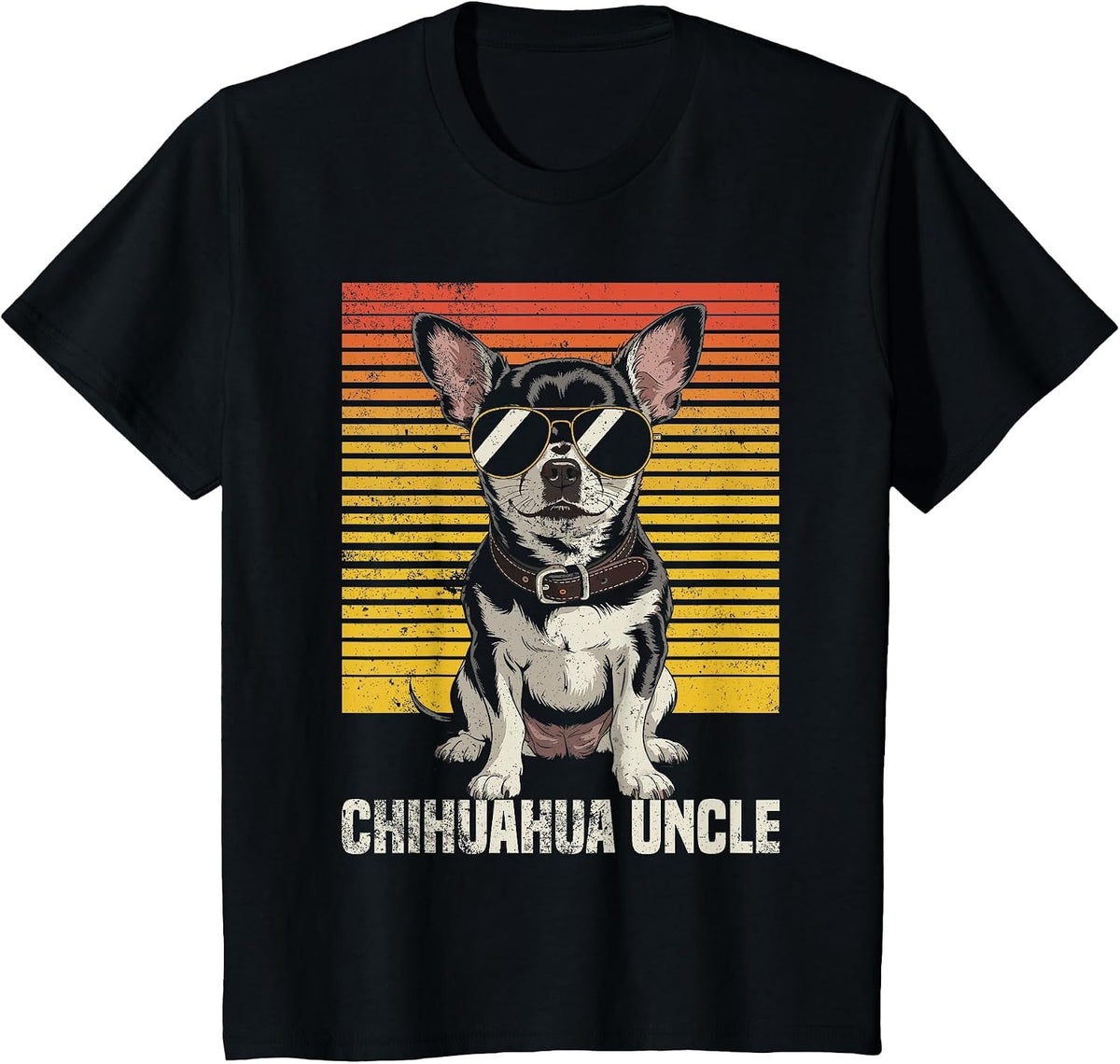Cool Retro Chihuahua Uncle Funny Vintage Dog Owner T-Shirt - Black
