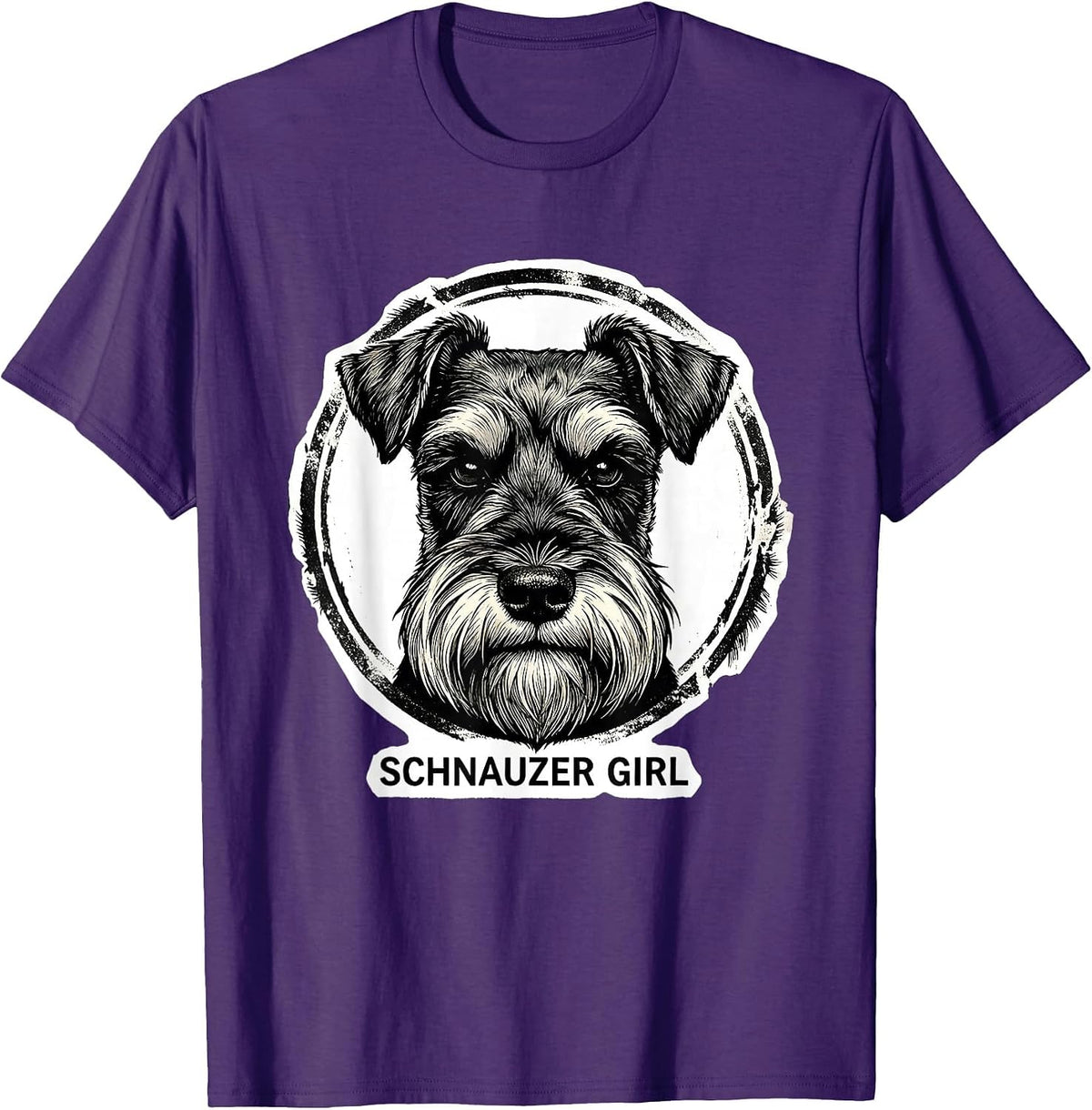 Schnauzer Girl Rubber Stamp Miniature Schnauzer Lover Dog T-Shirt - Purple