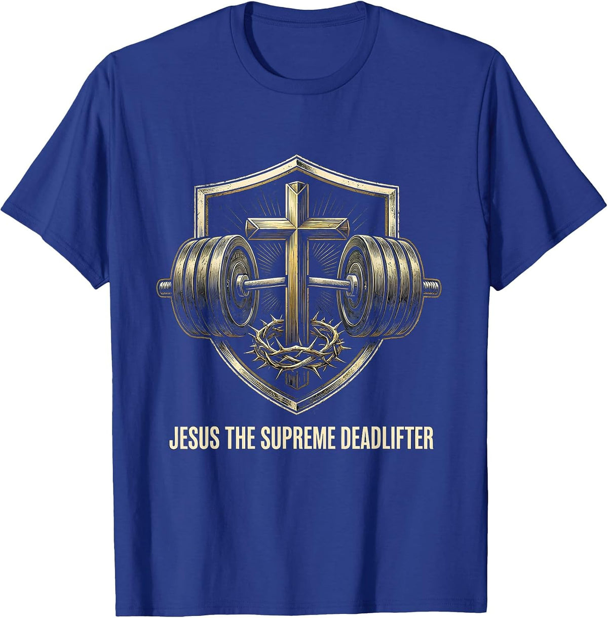 Men's Jesus The Supreme Deadlifter Funny Christian Gym T-Shirt - Royal Blue