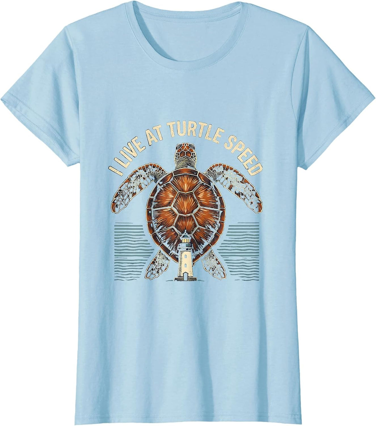 Women's I Live At Turtle Speed Vintage Sea Turtle Lover Humor T-Shirt - Baby Blue