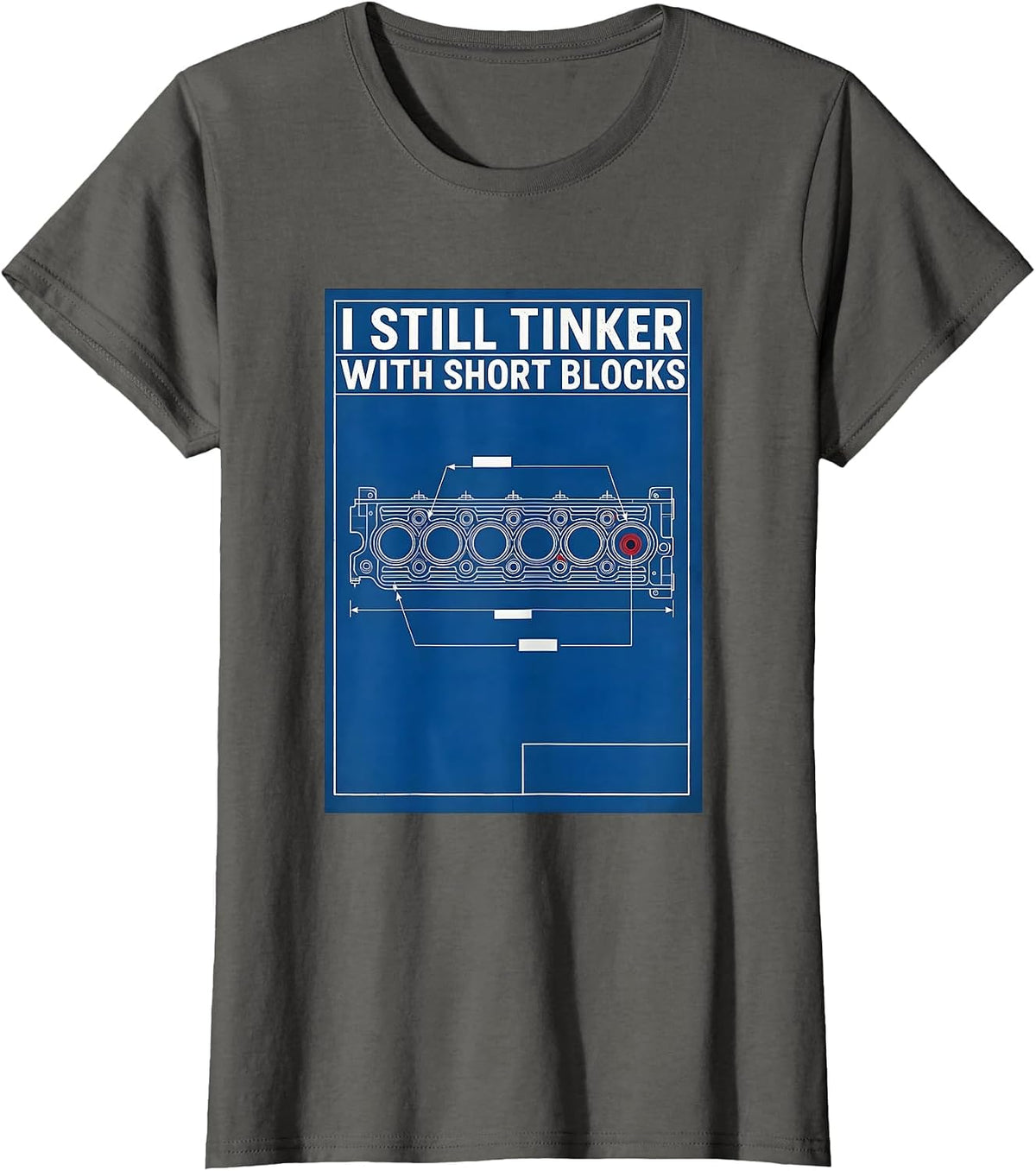 Women's I Still Tinker With Short Blocks Technical Blueprint T-Shirt - Asphalt Grey