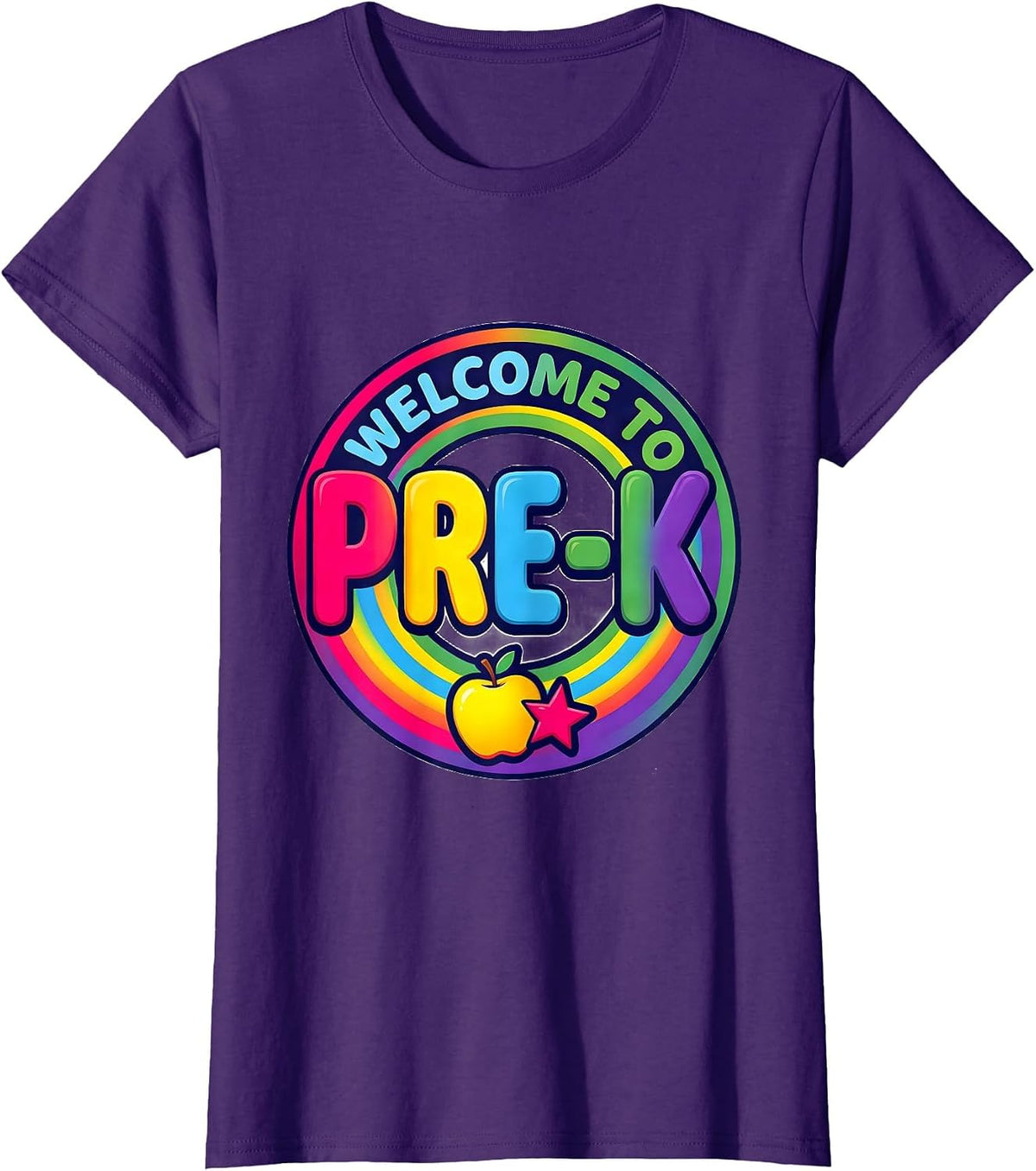 Women's Welcome To Pre-K Colorful Preschool Teacher First Day T-Shirt - Purple