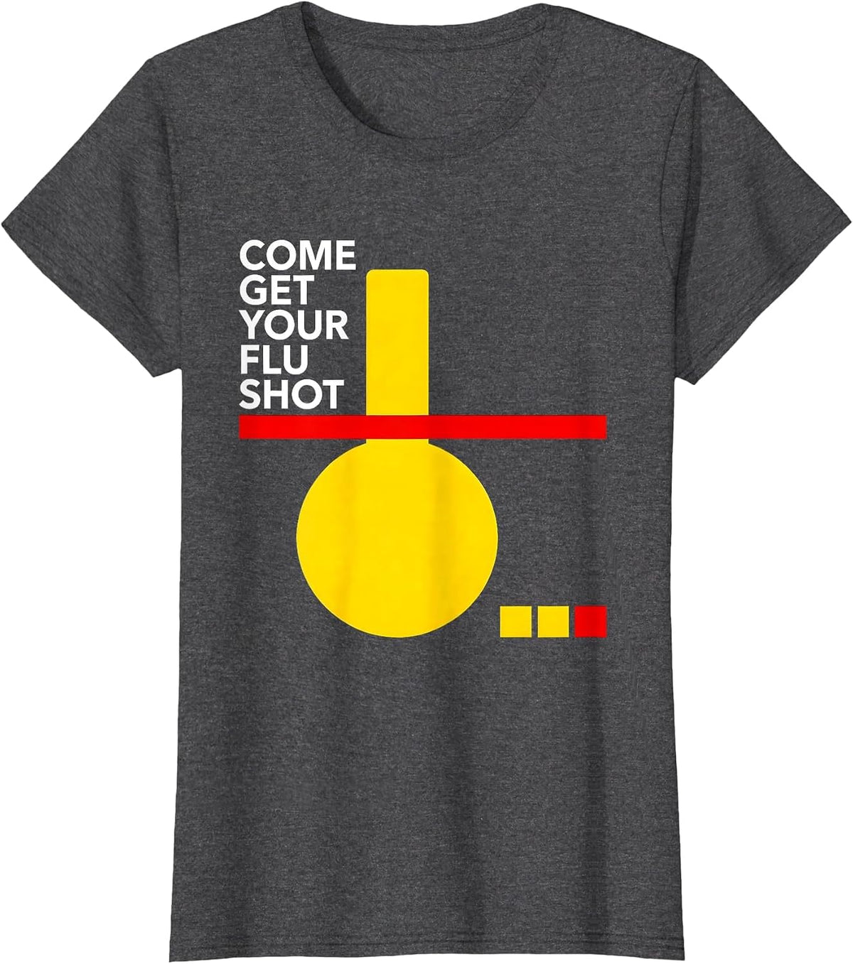 Women's Come Get Your Flu Shot Bauhaus Modern Nurse Halloween Humor T-Shirt - Dark Heather Grey