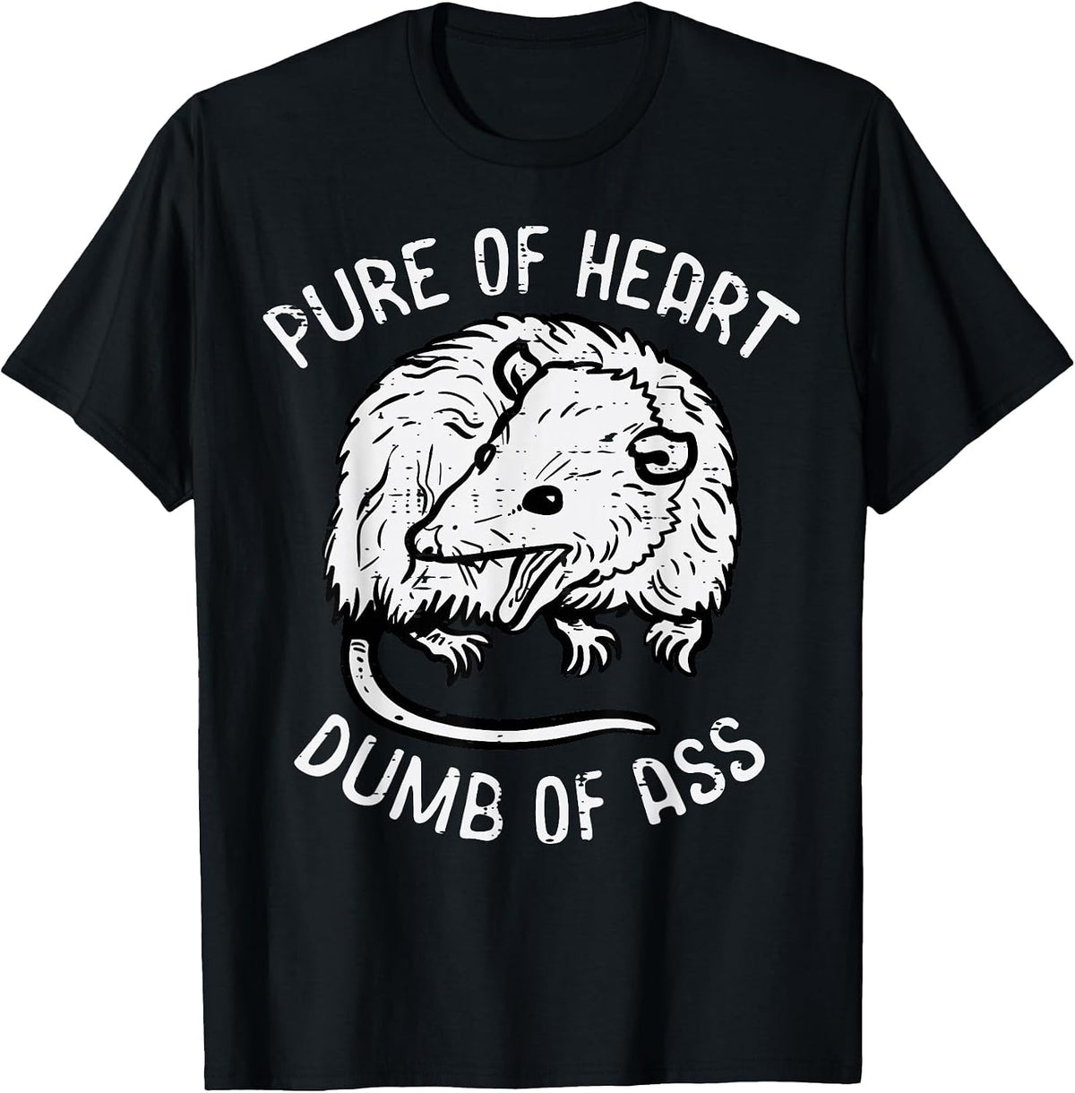 Opossum Pure of Heart Fun Possum Street Cat Trash Men Women T-Shirt - Black