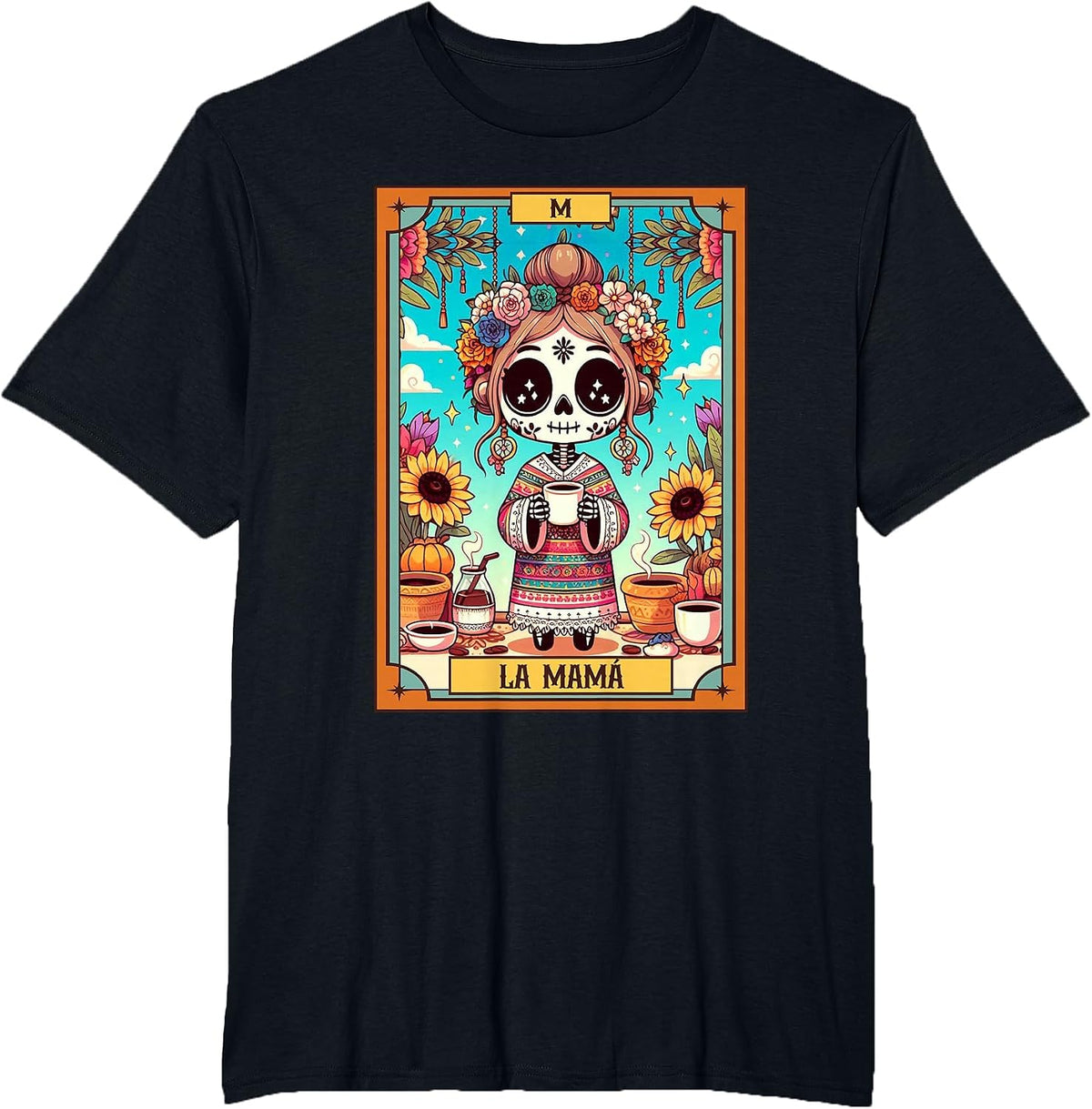 Mexican Mom Latina Spanish Mother’s Day La Mama Tarot Card T-Shirt - Black
