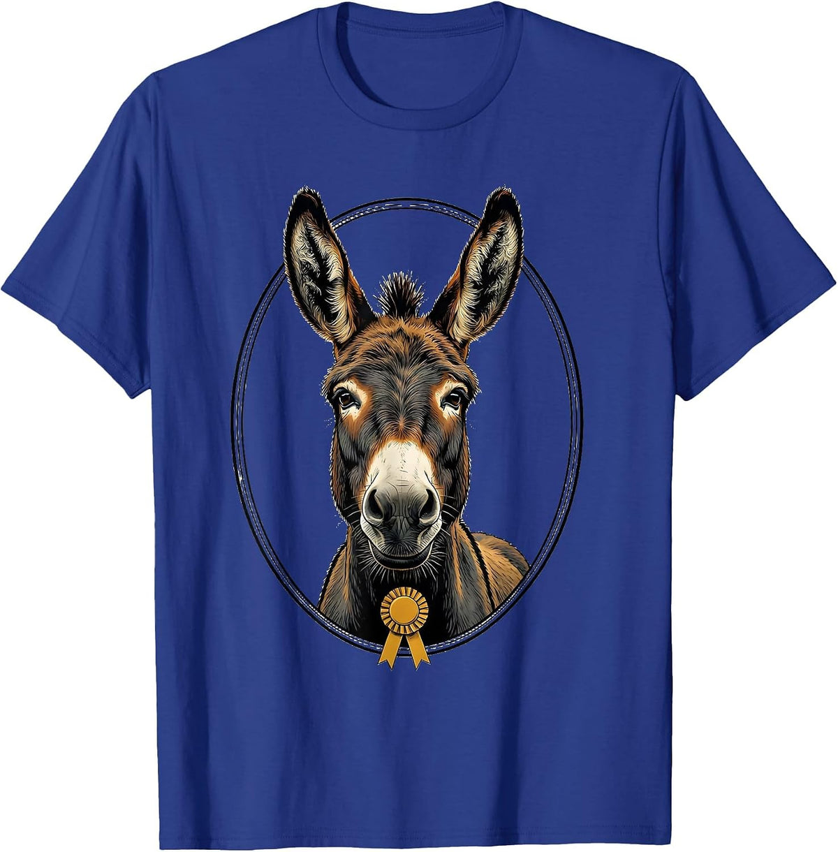 Men's Donkey Portrait Funny Animal Lover Vintage Humor T-Shirt - Royal Blue