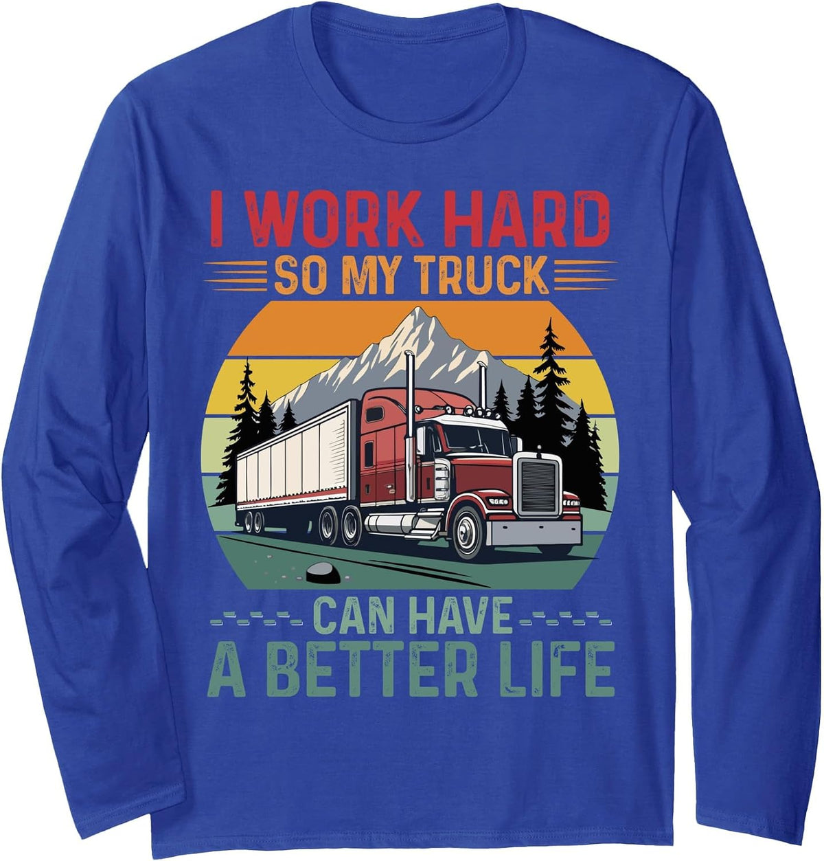Vintage CDL Trucker Design for Men Dad Semi Truck Driver CDL Long Sleeve T-Shirt - Adult Unisex Royal Blue